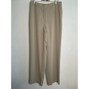 Yansi Fugel Dress Pants Women’s Size 14 Tan Wide Leg Microfiber NEW